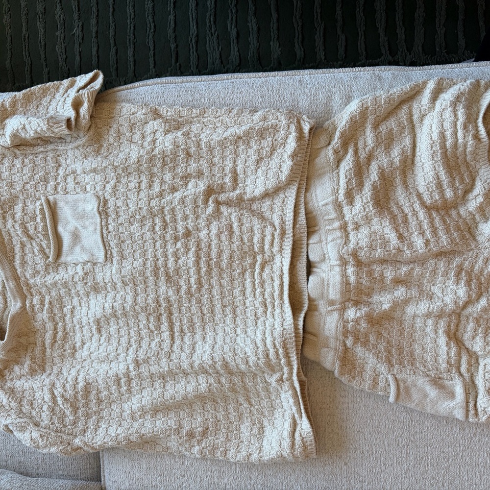 Free People Cream Textured Knit Two-Piece Set